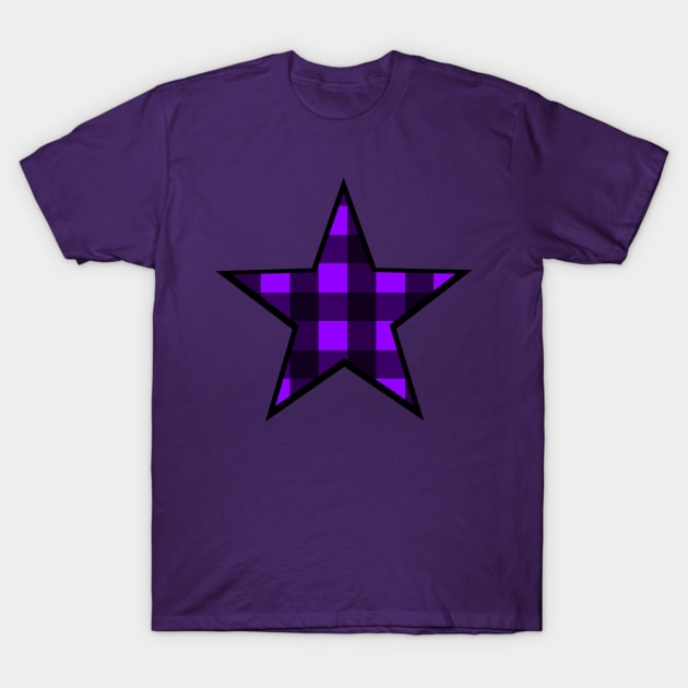 Purple and Black Buffalo Plaid Star T-Shirt by bumblefuzzies